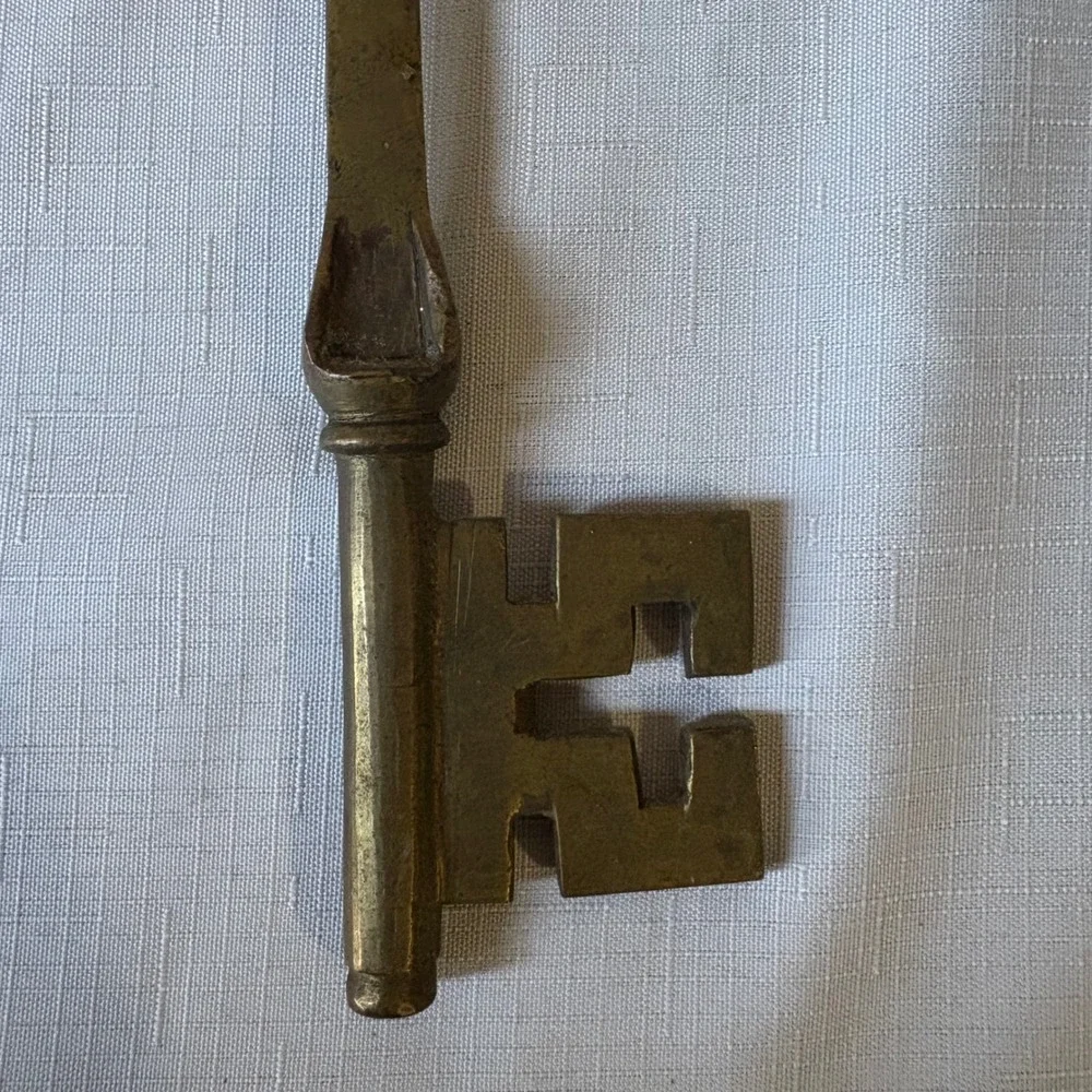 Vintage Large Brass Skeleton Key 10 Inch Ornate Decorative